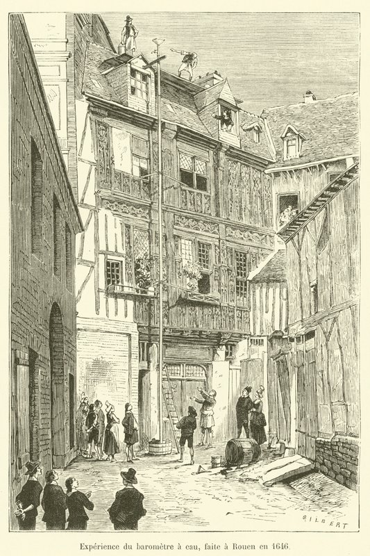 Zažijte barometr a eau, faite a Rouen v roce 1646 od French School