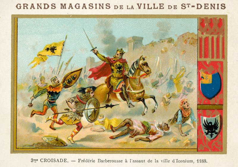 Frederick Barbarossa při útoku na město Iconium, 3. křížová výprava, 1188 od French School