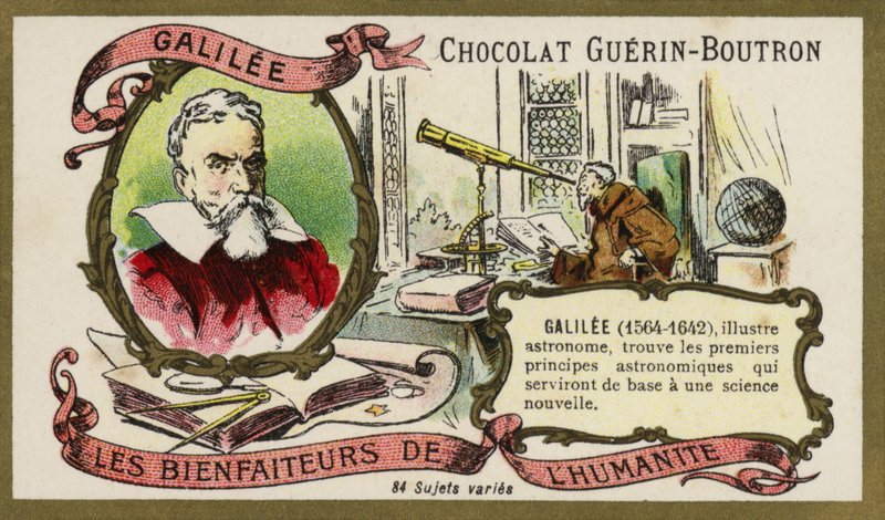Galileo Galilei , italský fyzik, matematik a astronom (chromolitho) od French School