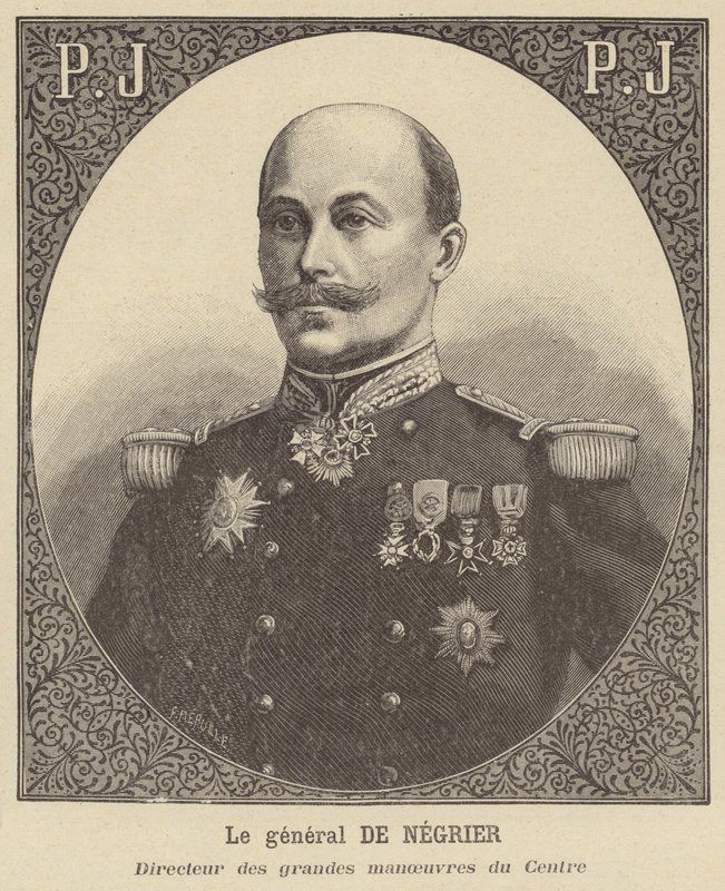 Generál de Negrier, ředitel velkých manévrů francouzské armády v centru od French School