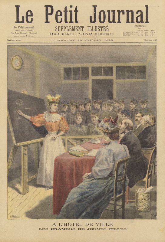 Dívky skládající zkoušky v Hotel de Ville od French School