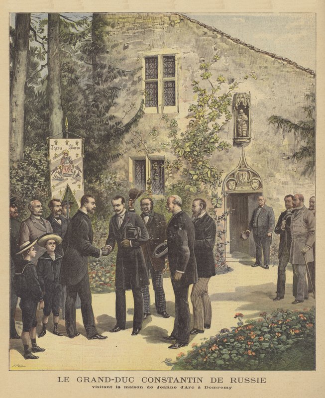 Velkokníže Konstantin z Ruska na návštěvě domu Johanky z Arku v Domremy od French School