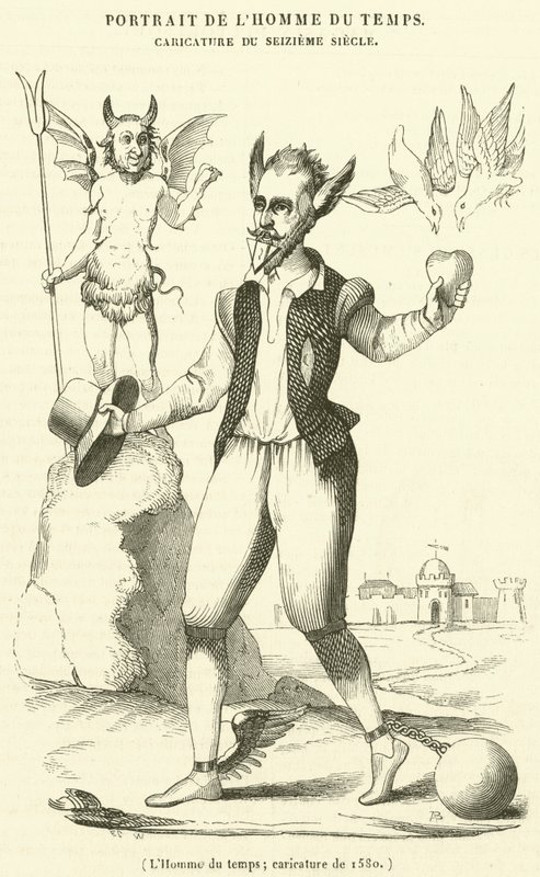 LHomme du temps, karikatura z roku 1580 od French School