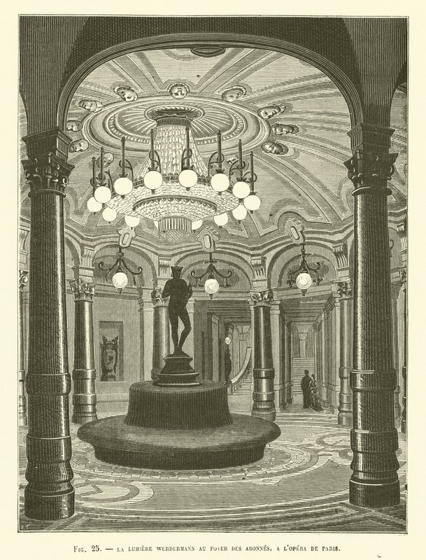 La Lumiere Werdermann ve Foyer Des Abonnes, v Pařížské opeře od French School
