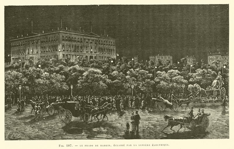 Prado De Madrid, osvětlené elektrickým světlem od French School