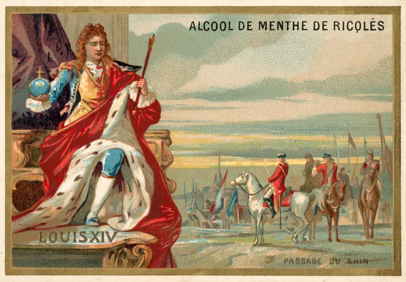 Ludvík XIV. Francie a francouzská armáda překračující Rýn, 1672 od French School
