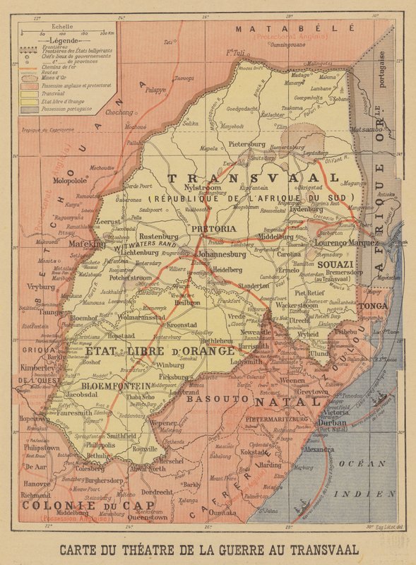 Mapa divadla búrské války od French School