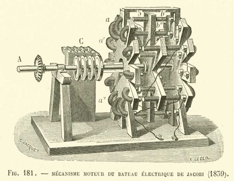 Jacobiho elektrický lodní motorový mechanismus, 1839 od French School