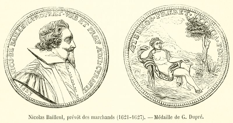Nicolas Bailleul, prevot des marchands, 1621-1627, Medaille de G Dupre od French School