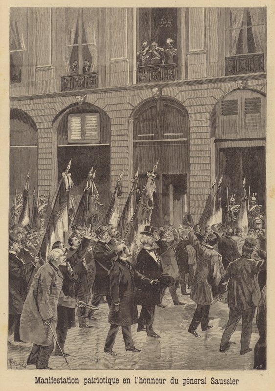 Vlastenecká demonstrace na počest generála Saussiera od French School