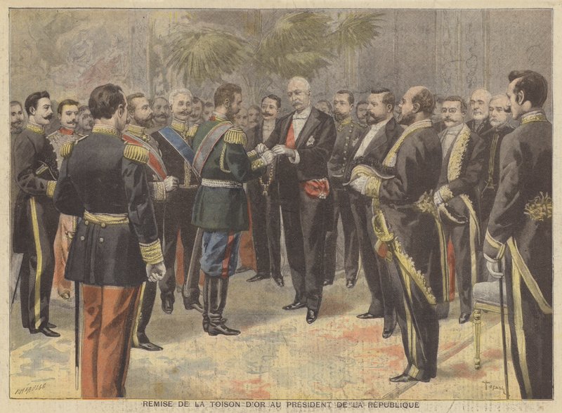 Předání Řádu zlatého rouna francouzskému prezidentovi Faureovi od French School