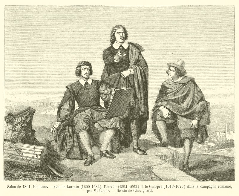 Salon de 1861, Peinture, Claude Lorrain, 1600-1682, Poussin, 1594-1663, et le Guaspre, 1613-1675, dans la campagne romaine od French School