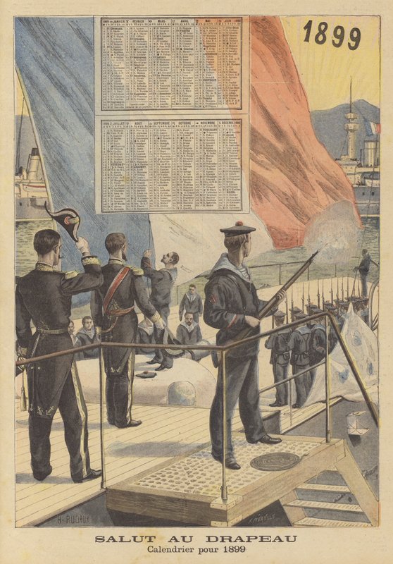 Pozdravte vlajku. Kalendář na rok 1899 od French School