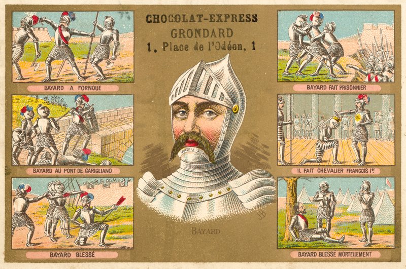 Chevalier de Bayard a scény z jeho života od French School