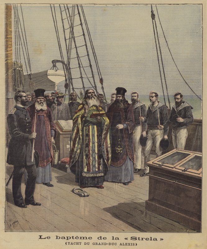 Křest jachty Strela ruského velkoknížete Alexeje. od French School