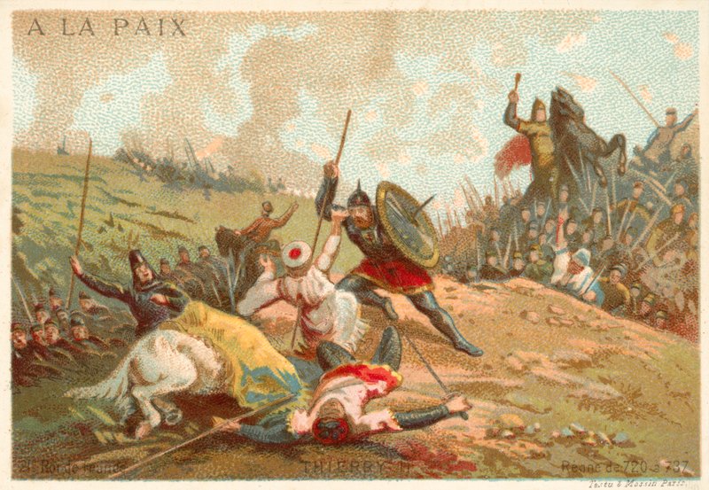 Theuderic IV, král Franků, a bitva u Tours, 732 od French School