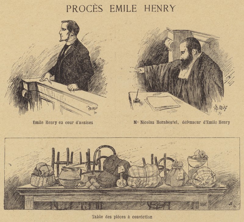 Proces s anarchistickým atentátníkem Emilem Henrym od French School