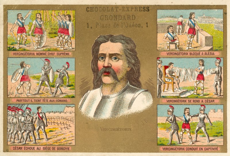 Vercingetorix, galský náčelník, a výjevy z jeho života od French School