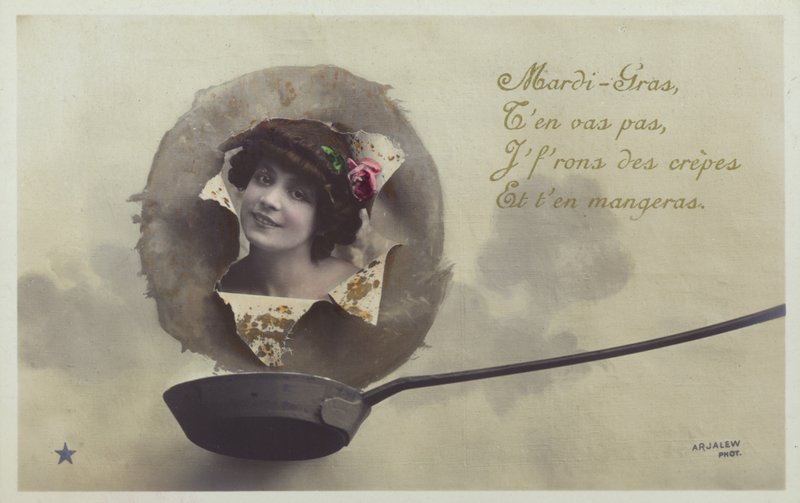 Hlava ženy pronikající nad palačinkovou pánví (tónovaná fotokoláž) od French Photographer