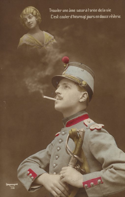 Mladý voják snící o své lásce (zabarvená fotografie) od French Photographer