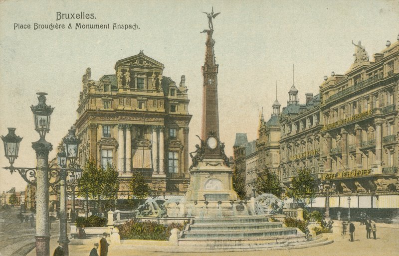 Anspach Monument, Brouckere Place (barevná fotografie) od French Photographer