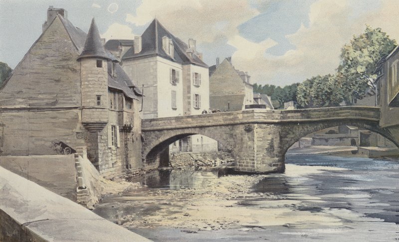 Aubusson, Pont de la Terrade, na Creuse, pohled po proudu od French Photographer
