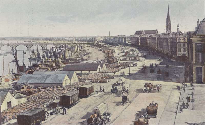 Bordeaux, most přes Garonnu, burgundské přístaviště a celnice od French Photographer