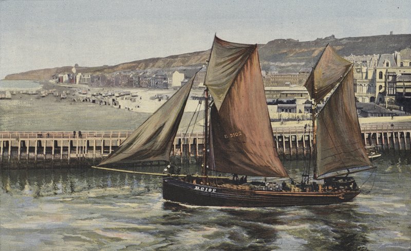 Boulogne-sur-Mer, Pláž, pohled z mola O od French Photographer
