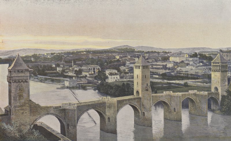 Cahors, Pont Valentre a pohled na levý břeh Lotu od French Photographer