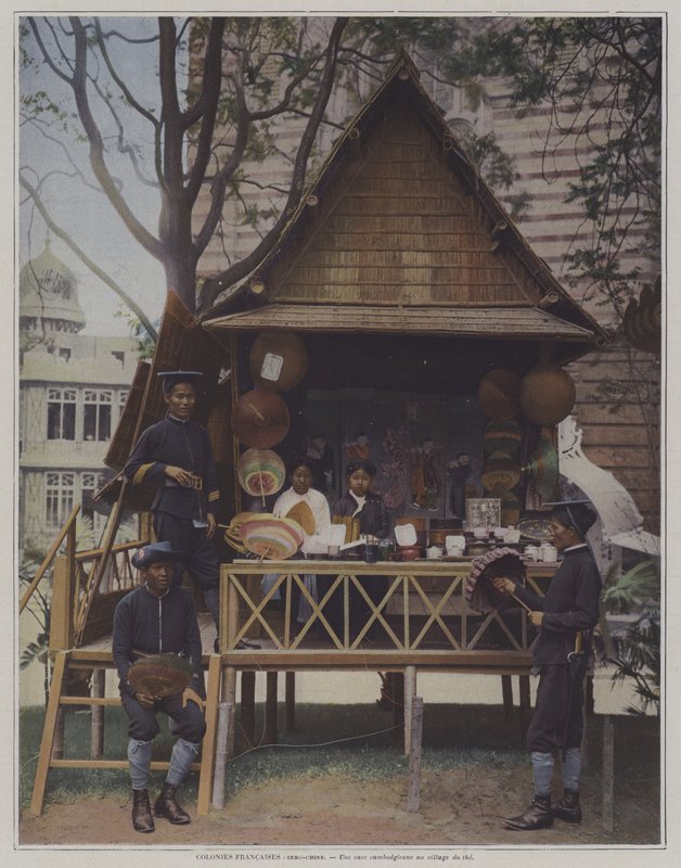 Kambodžská chata na výstavě Universelle 1900, Paříž (barevné foto) od French Photographer