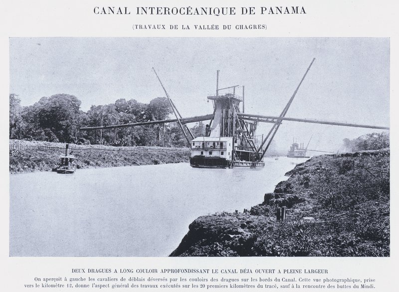 Panamský mezioceánský průplav, Chagres Valley Works (černobílá fotografie) od French Photographer