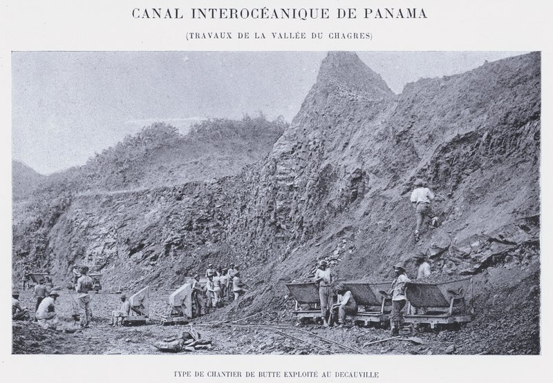 Panamský mezioceánský průplav, Chagres Valley Works (černobílá fotografie) od French Photographer