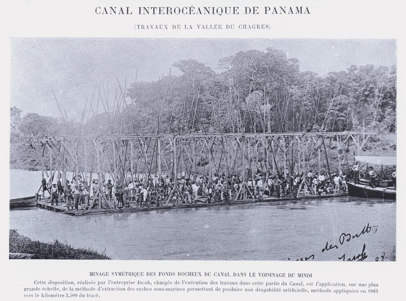 Panamský mezioceánský průplav, Chagres Valley Works (černobílá fotografie) od French Photographer