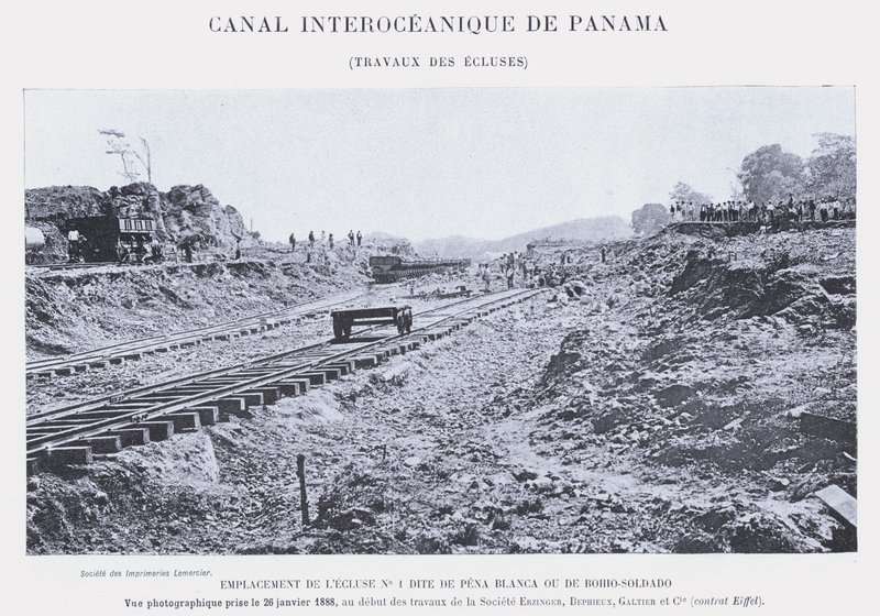 Panama Interoceanic Canal, Lock Works (černobílá fotografie) od French Photographer