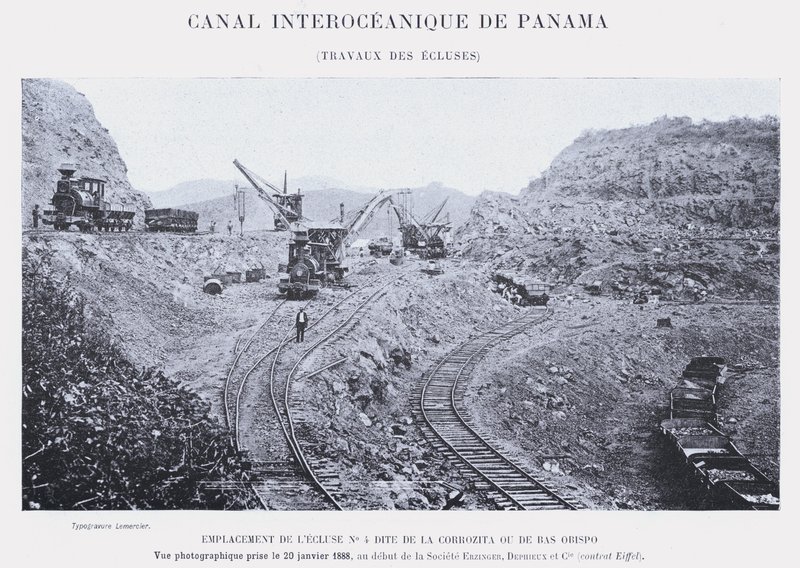 Panama Interoceanic Canal, Lock Works (černobílá fotografie) od French Photographer