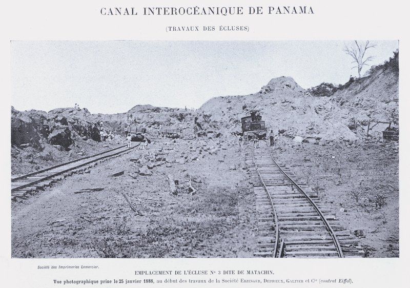 Panama Interoceanic Canal, Lock Works (černobílá fotografie) od French Photographer