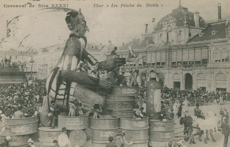 Pěkný karneval, Char, Les Pilules du Diable. Pohlednice odeslána v roce 1913. od French Photographer