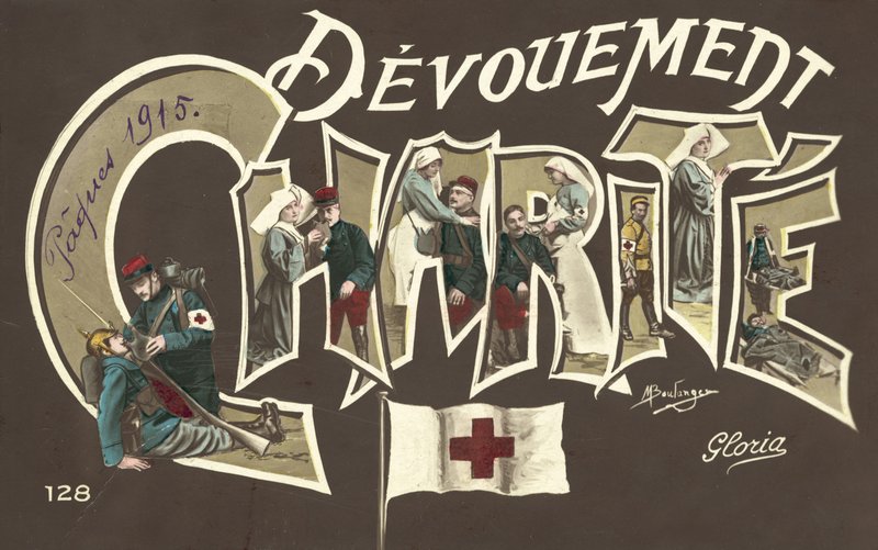 Charita, ošetřovatelství, v WW1 (barevné foto) od French Photographer