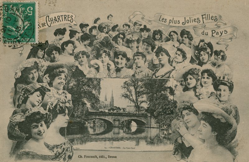Chartres, nejhezčí dívky regionu. Pohlednice odeslána v roce 1913. od French Photographer