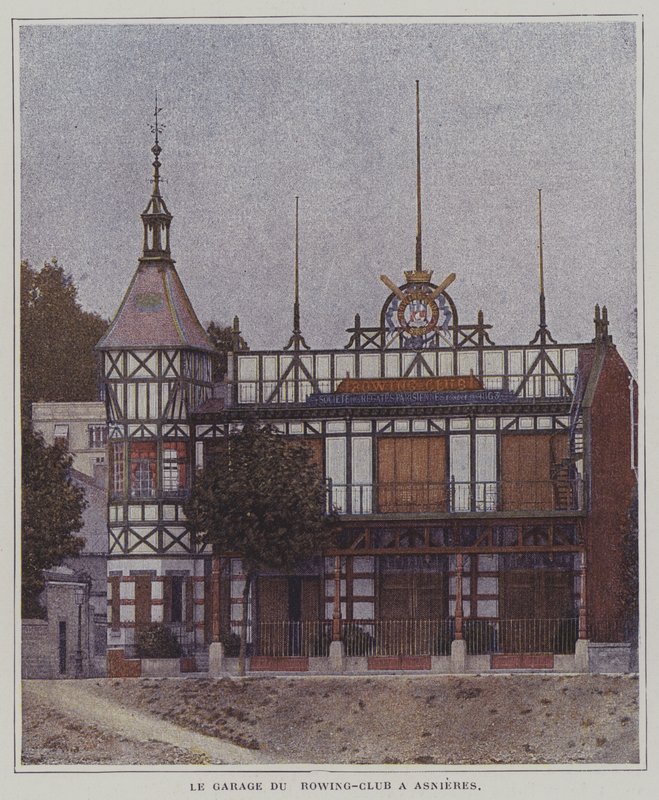 Klubovna veslařského klubu Societe des Regates Parisiennes, Asnieres, Paříž, Francie (barevné foto) od French Photographer