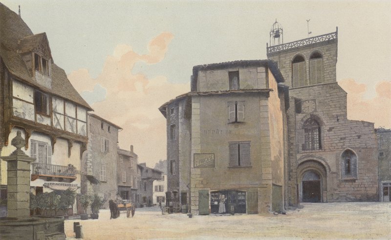 Courpiere, kostel, fasáda O a náměstí od French Photographer