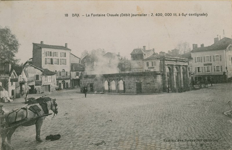 Dax - pramen teplé vody (denní průtok: 2400000 litrů při 64 stupních Celsia). Pohlednice odeslána v roce 1913. od French Photographer