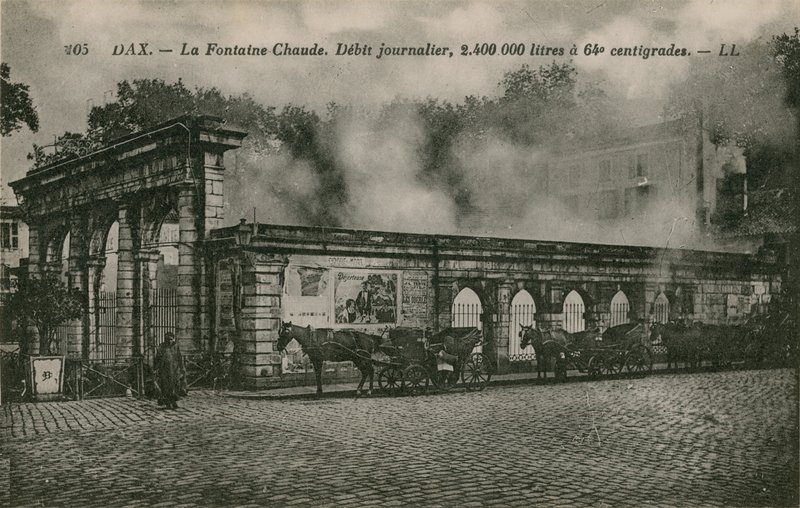 Dax - pramen teplé vody (denní průtok: 2400000 litrů při 64 stupních Celsia). Pohlednice odeslána v roce 1913. od French Photographer