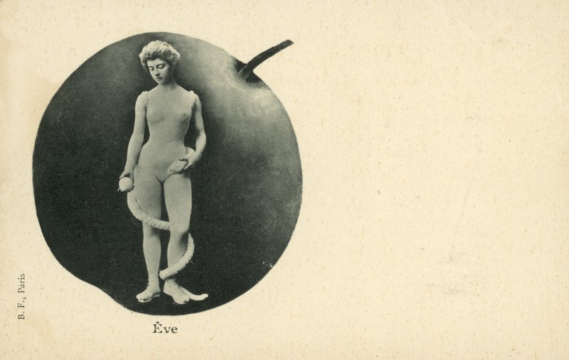 Eva s hadem a jablkem (černobílá fotografie) od French Photographer