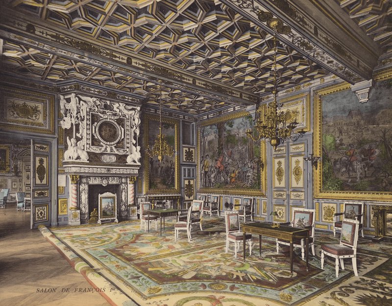Fontainebleau: Salon Františka I. (barevné foto) od French Photographer