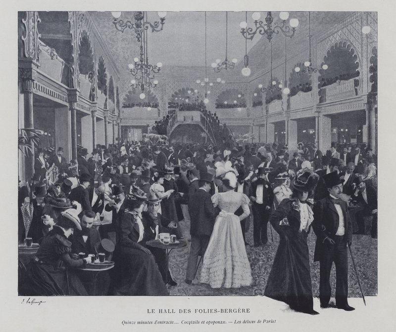 Hall of the Folies Bergere, Paříž, během přestávky (č/b foto) od French Photographer