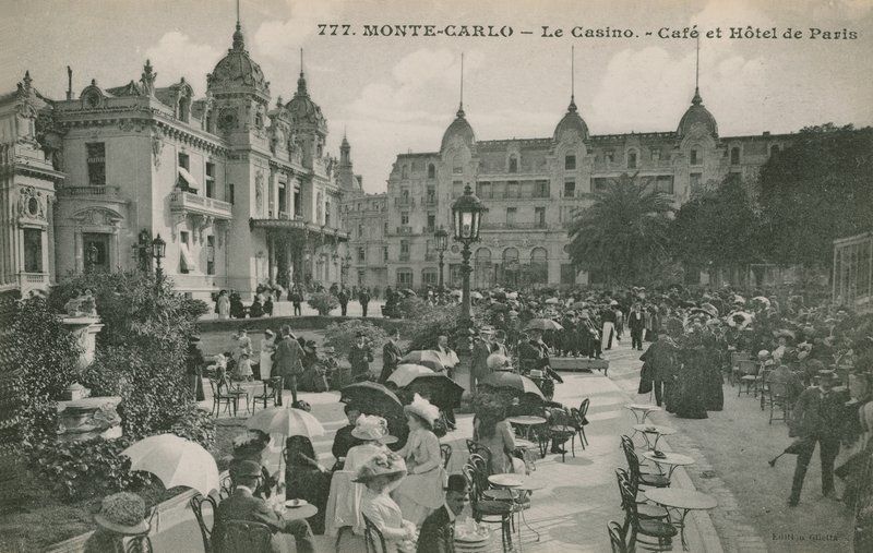 Hotel de Paris Monte-Carlo v Monte Carlu, Monako, Francie. Pohlednice odeslaná v roce 1913. od French Photographer
