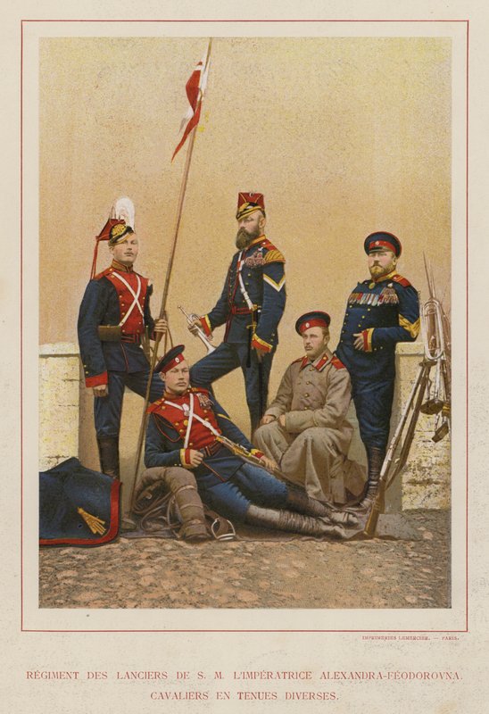 Ruská armáda: Pluk kopiníků SM Císařovny Alexandry-Fjodorovny, kavalírů v různých šatech (foto) od French Photographer