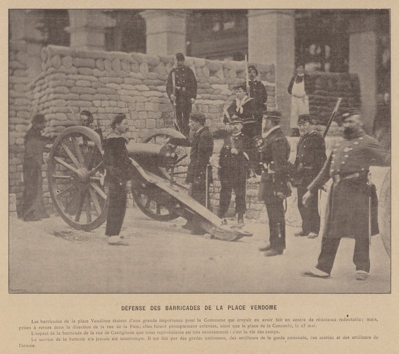 Pařížská komuna, Obrana barikád Place Vendome (černobílá fotografie) od French Photographer