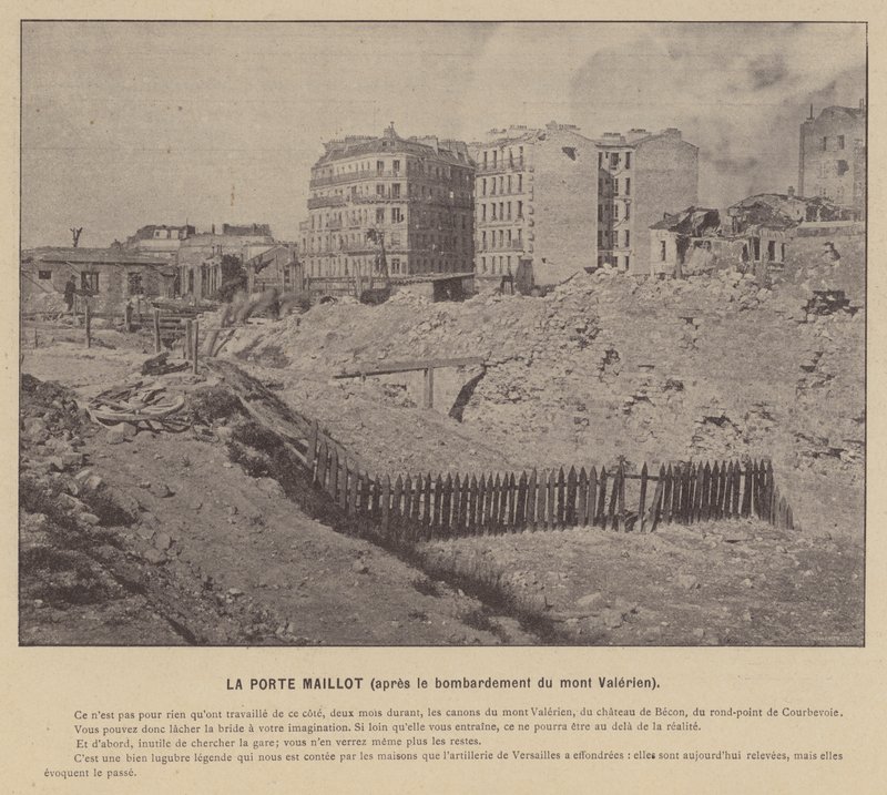 Pařížská komuna, La Porte Maillot, po bombardování Mont Valerien (čb foto) od French Photographer